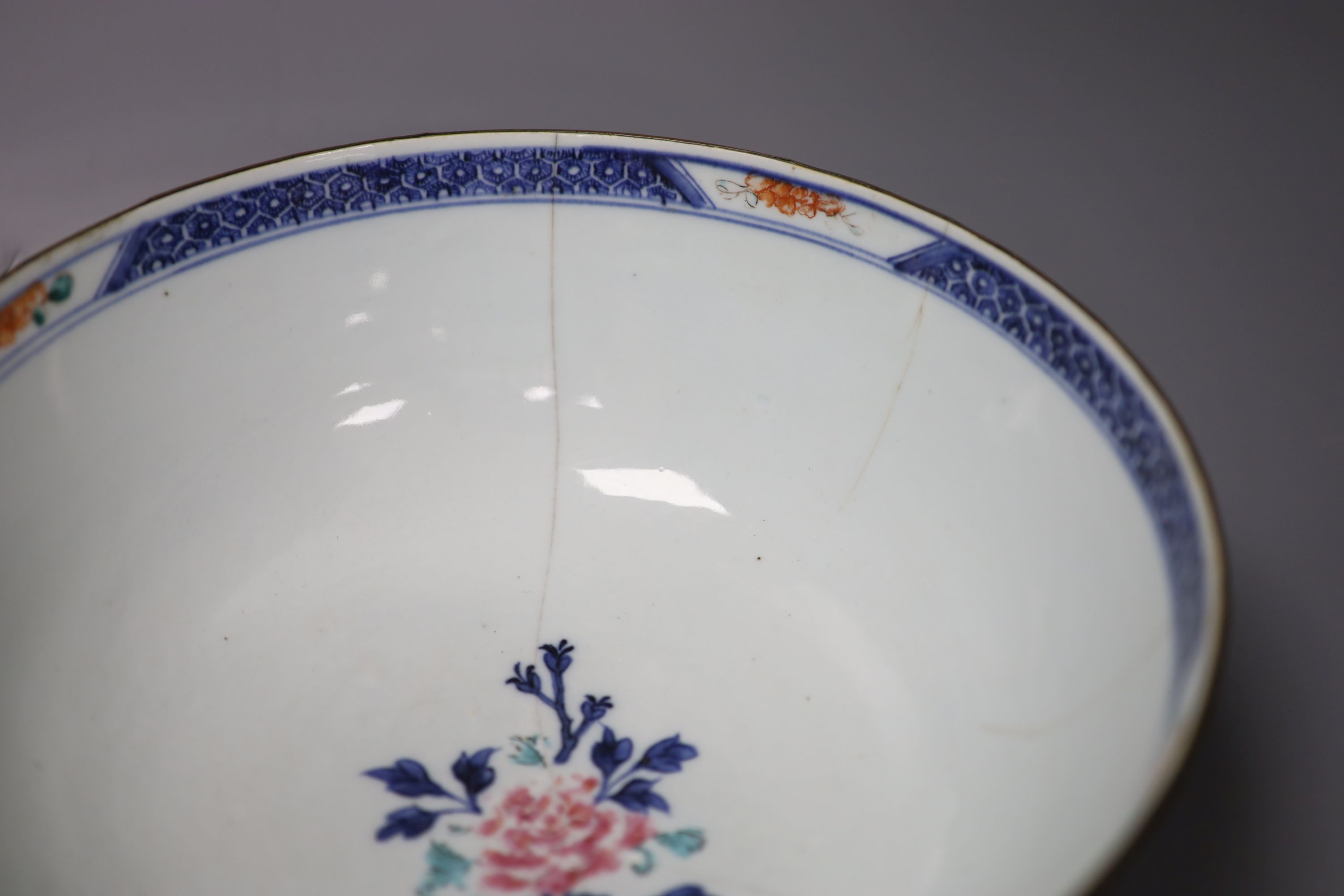 A Chinese porcelain bowl, 11.5cm high, 27cm diameter